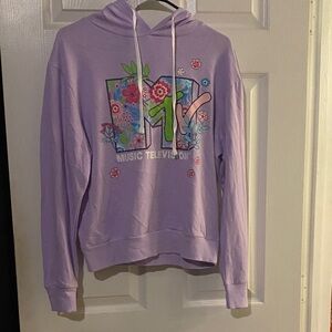 Vintage MTV Women's Pastel Purple Graphic Hoodie